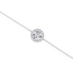 Round cut natural diamond halo Rolo bracelet 14K gold