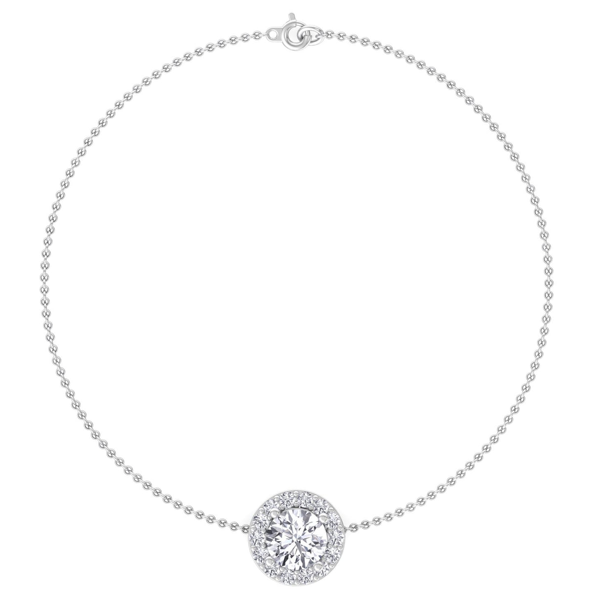 Natural diamond halo Rolo bracelet 14K white gold