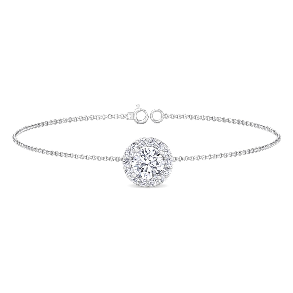 Natural diamond Rolo bracelet with halo setting