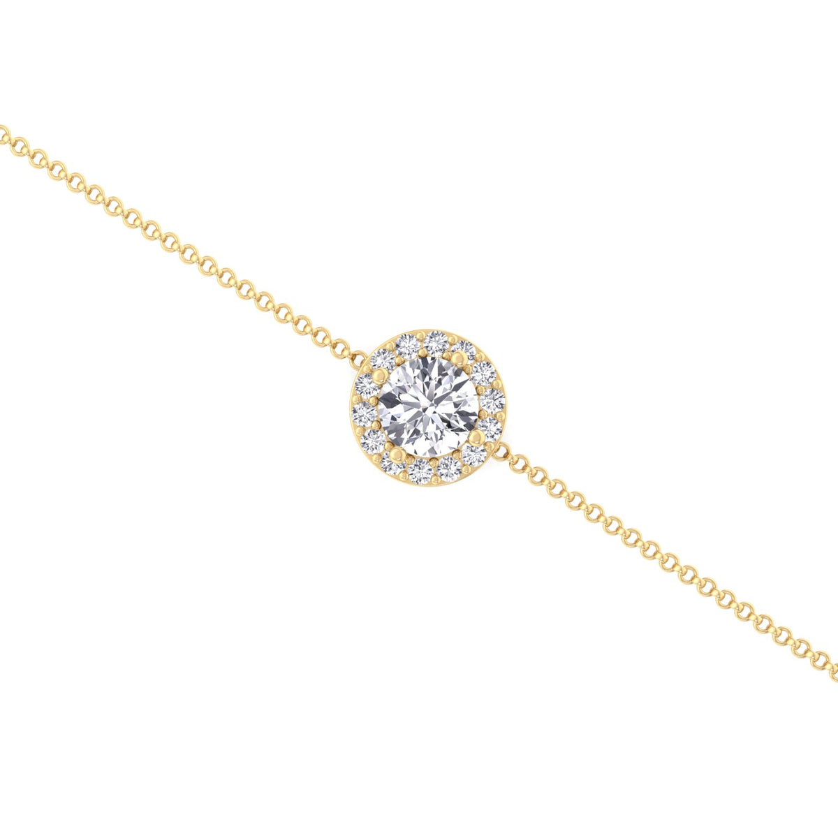 14K gold round diamond halo Rolo bracelet