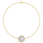 14K gold natural diamond Rolo chain bracelet
