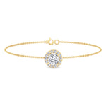 Natural halo diamond bracelet 14K yellow gold