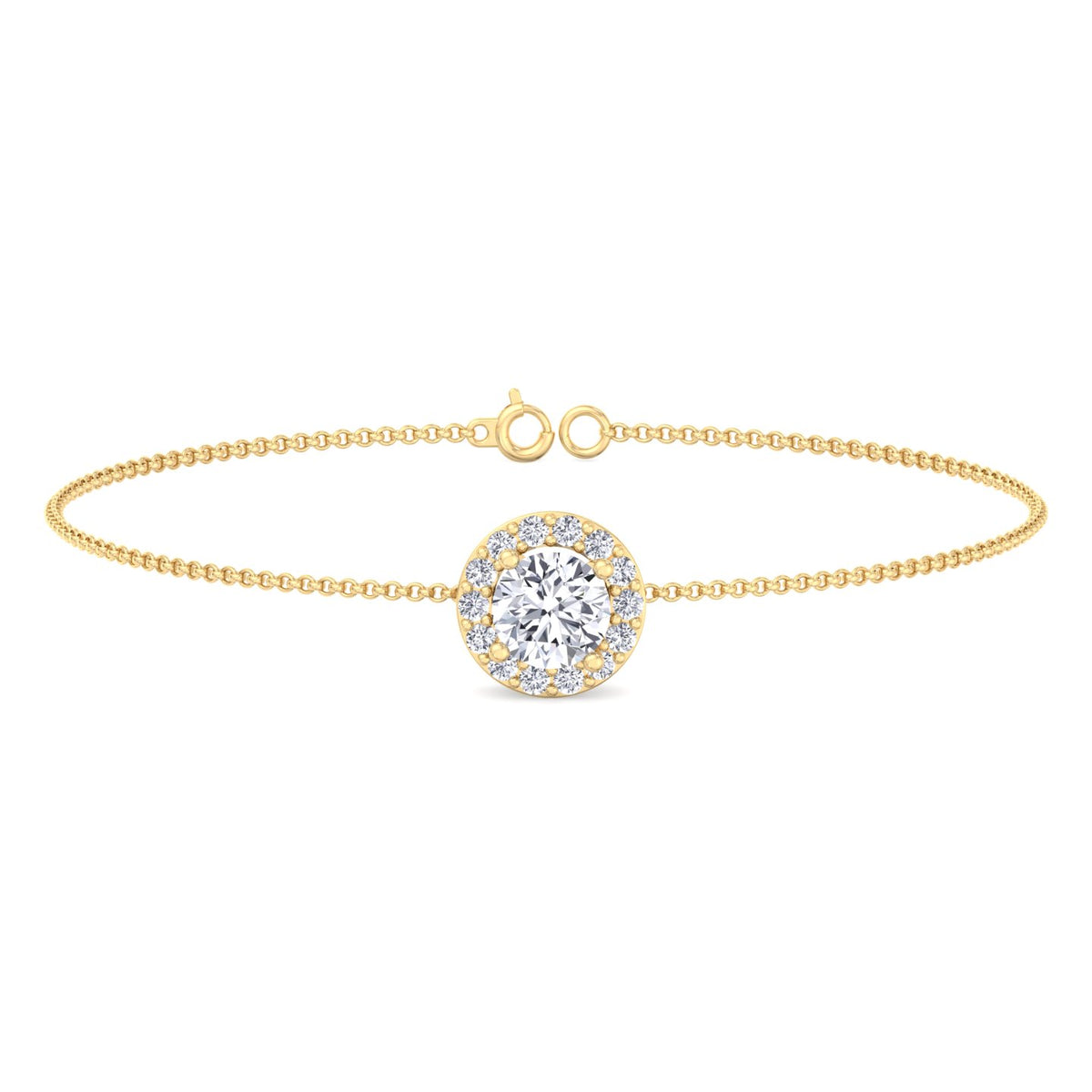 Natural halo diamond bracelet 14K yellow gold