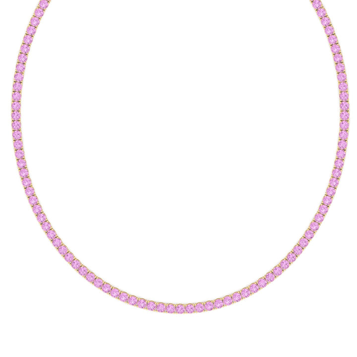 Natural Pink Sapphire Tennis Necklace-14K Rose Gold