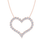 Open Heart Diamond Necklace, Rose Gold
