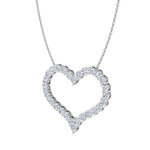 Open Heart Diamond Pendant Necklace, Angled