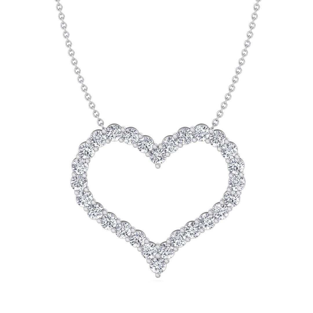 Open Heart Diamond Pendant Necklace, Close Up