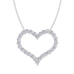 Open Heart Diamond Pendant Necklace, Close Up