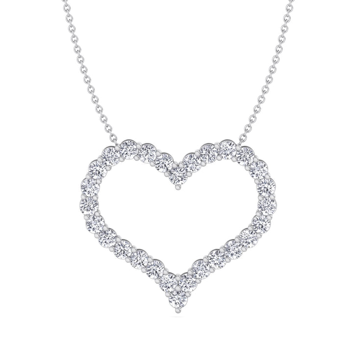 Open Heart Diamond Pendant Necklace, Close Up