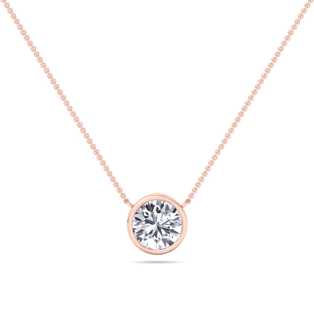 Orah-Bezel Set Round Diamond Pendant, Rose Gold