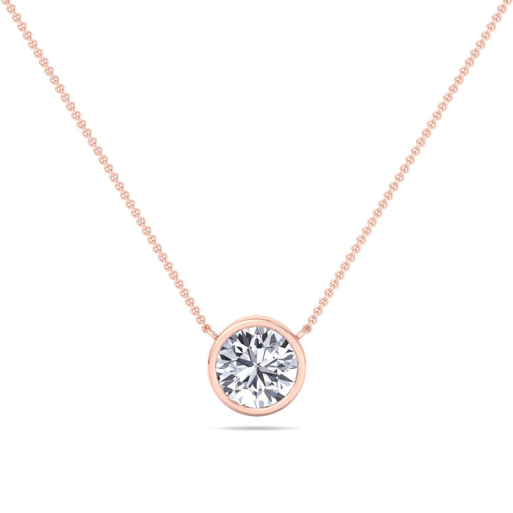 Orah-Bezel Set Round Diamond Pendant, Rose Gold