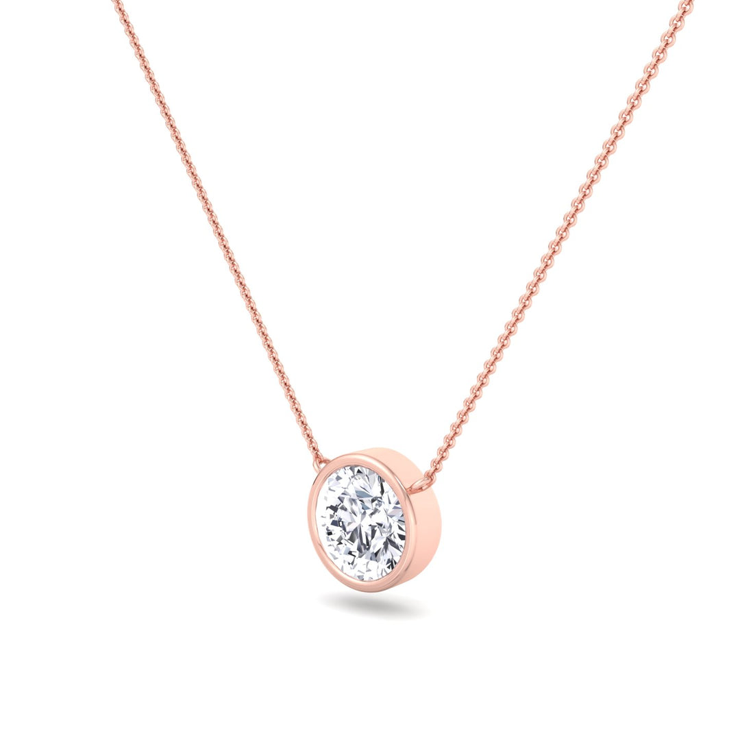 Orah-Bezel Set Round Diamond Pendant, Rose Gold, Tilted