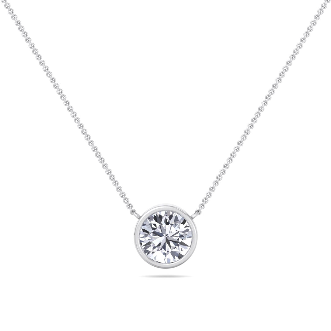 Orah-Bezel Set Round Diamond Pendant, White Gold