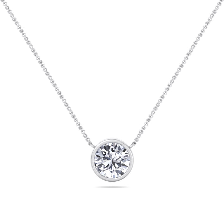 Orah-Bezel Set Round Diamond Pendant, White Gold