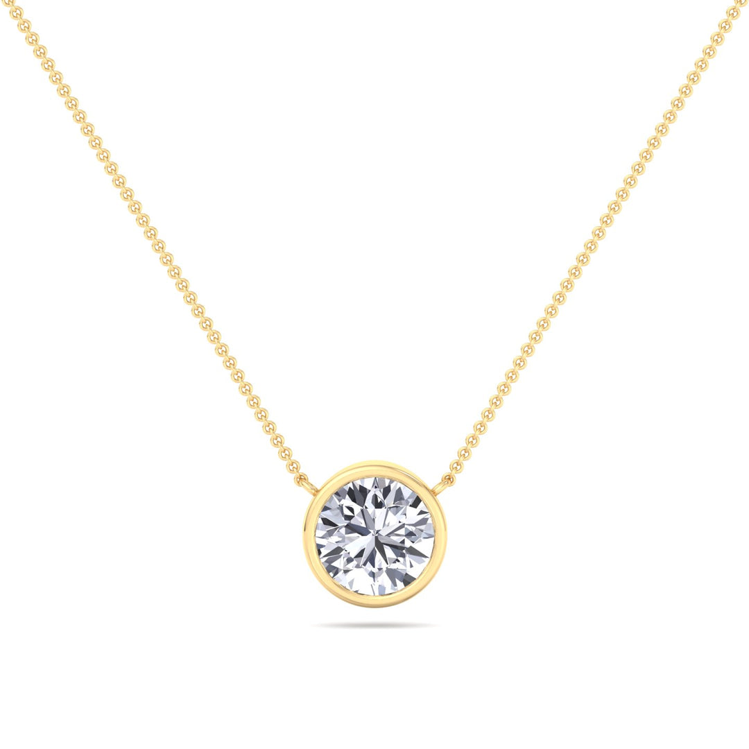 Orah-Bezel Set Round Diamond Pendant, Yellow Gold