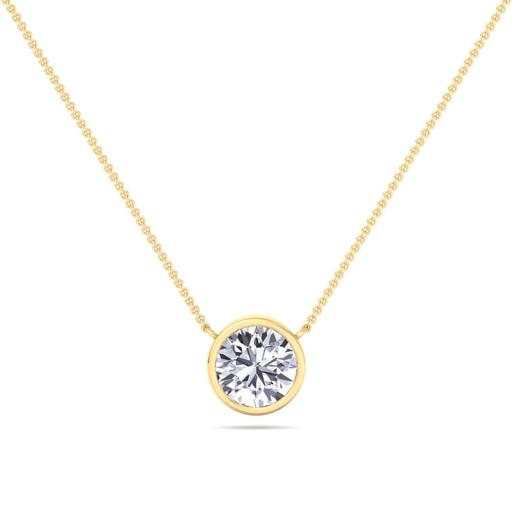 Orah-Bezel Set Round Diamond Pendant, Yellow Gold