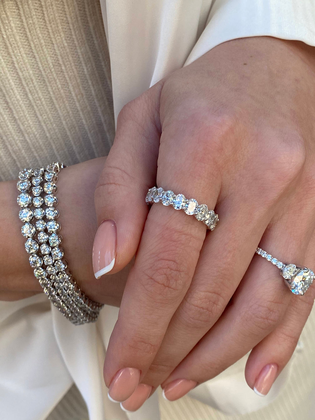 Oval Cut Natural Diamond Eternity Band Prong Set