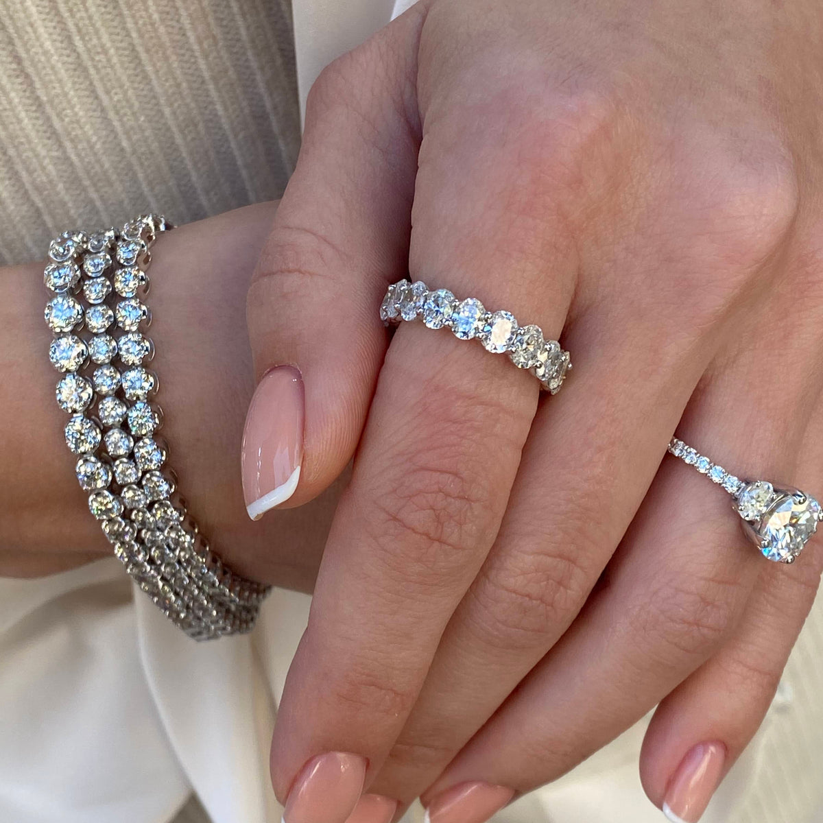 Oval Cut Natural Diamond Eternity Band, On Hand