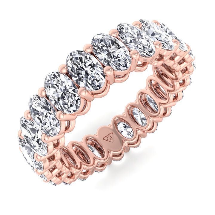 Oval Cut Natural Diamond Eternity Band, Rose Gold