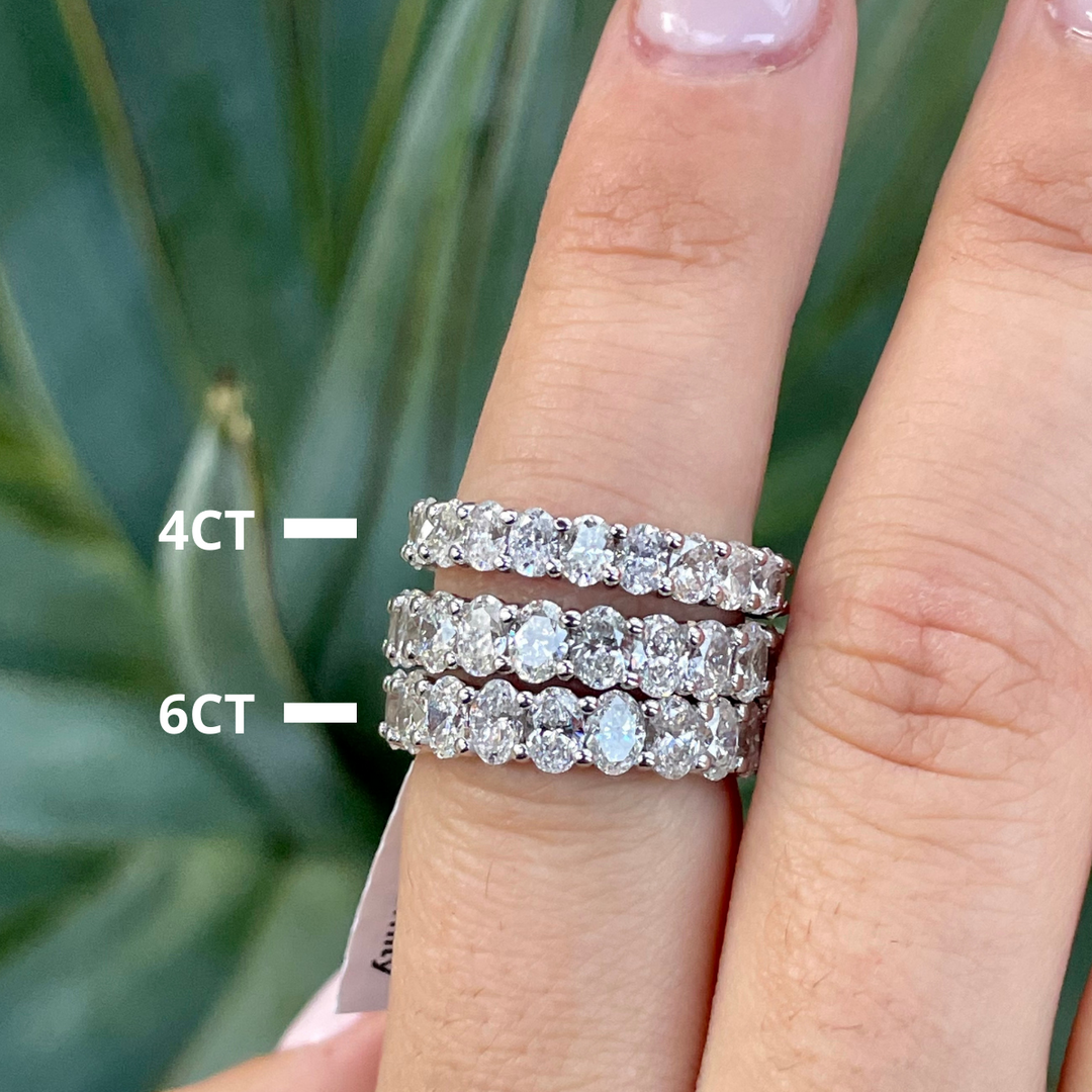 Oval Cut Natural Diamond Eternity Band Prong Set