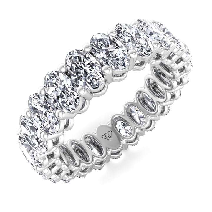 Oval Cut Natural Diamond Eternity Band, White Gold