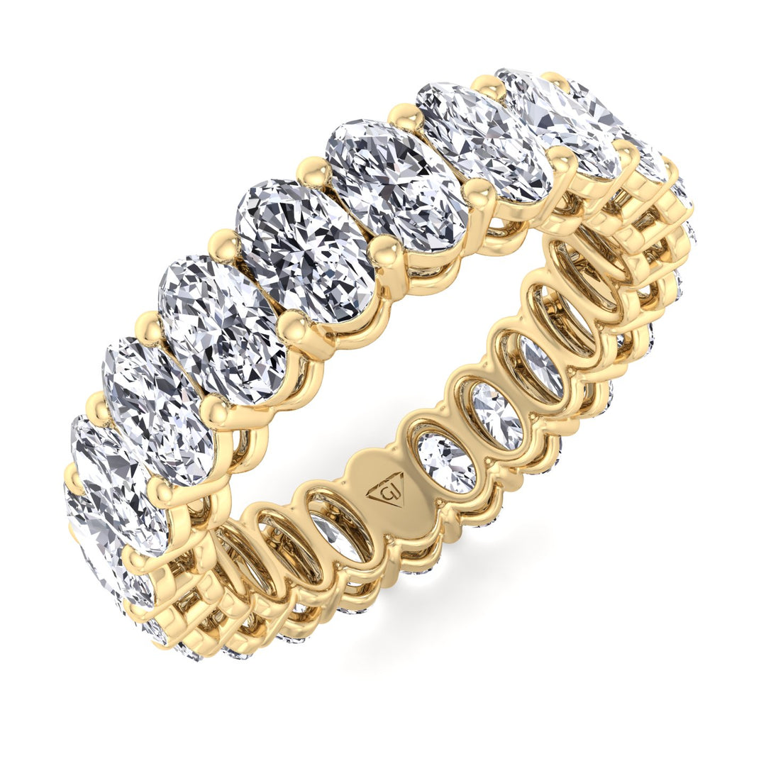 Oval Cut Natural Diamond Eternity Band, Yellow Gold