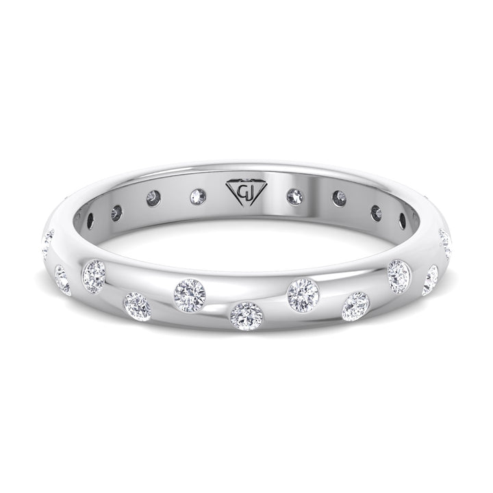 Parma-Gypsy Set Eternity Band, White Gold, Front