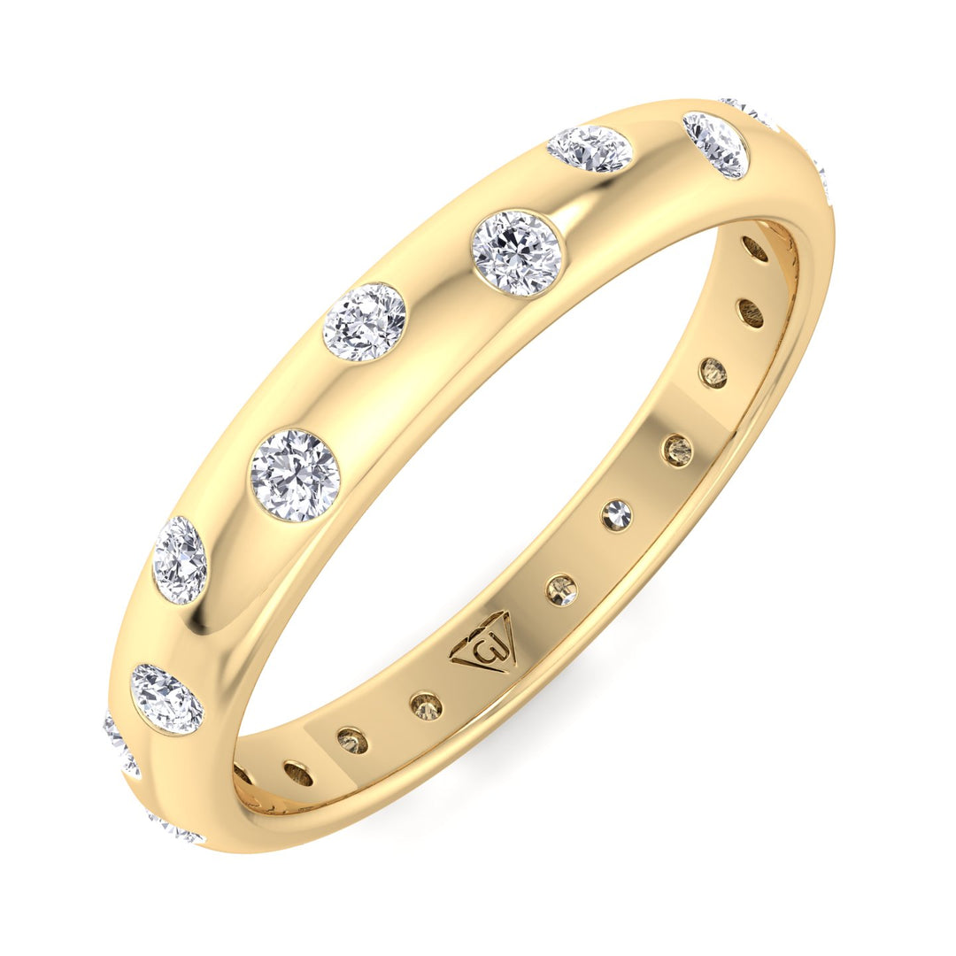 Parma-Gypsy Set Eternity Band, Yellow Gold, Top Down