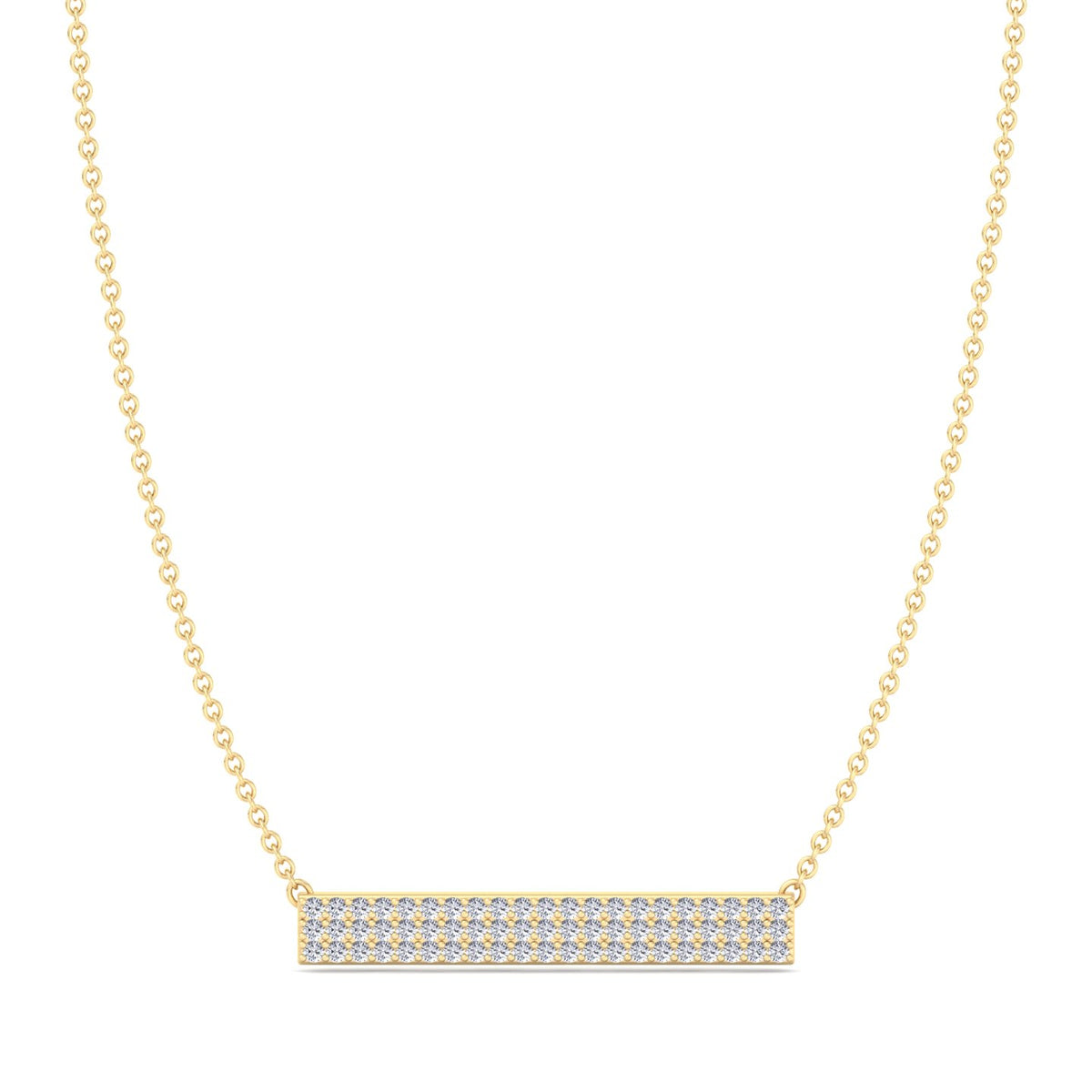 1/2 Carat Pave Set Diamond Bar Pendant, Yellow Gold