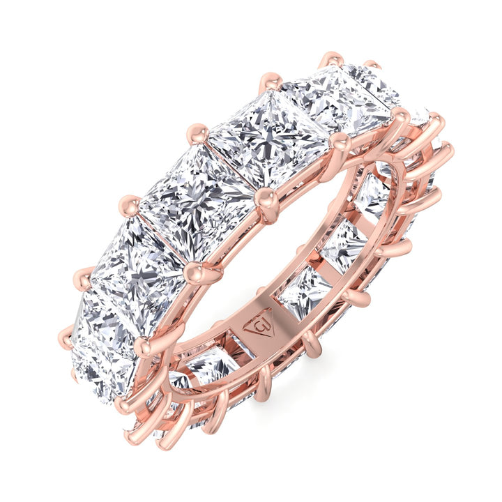 Princess Cut Natural Diamond Eternity Band, Rose Gold