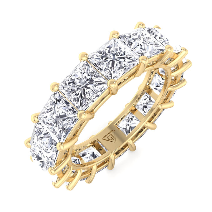 Princess Cut Natural Diamond Eternity Band, Yellow Gold