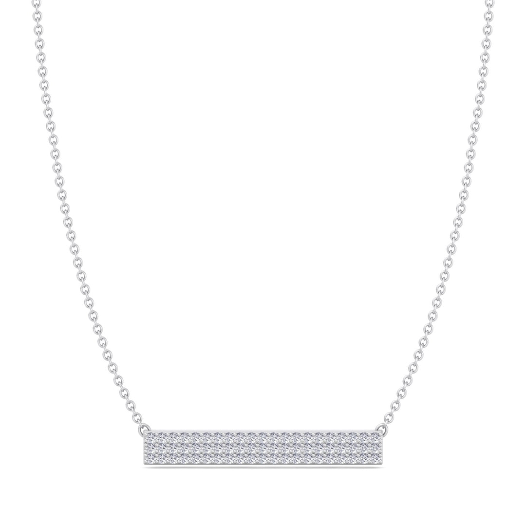 Rabiya-1/2CT Pave Set Diamond Bar Pendant, White Gold
