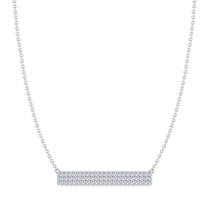 Rabiya-1/2CT Pave Set Diamond Bar Pendant, White Gold