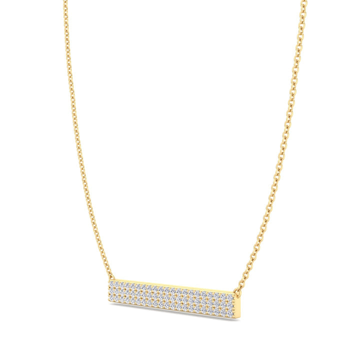 Rabiya-1/2CT Pave Set Diamond Bar Pendant, Yellow Gold, Tilted