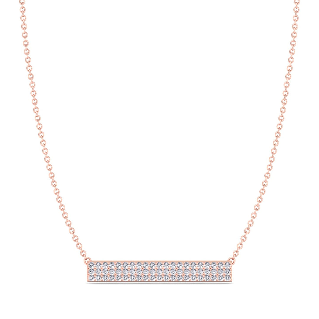 Rabiya - 1/2CT Pave Set Diamond Bar Pendant, Rose Gold