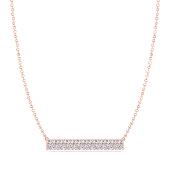 Rabiya - 1/2CT Pave Set Diamond Bar Pendant, Rose Gold