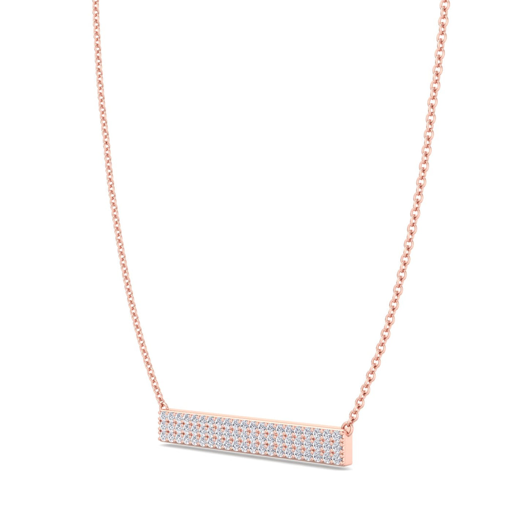 Rabiya - 1/2CT Pave Set Diamond Bar Pendant, Rose Gold, Tilted