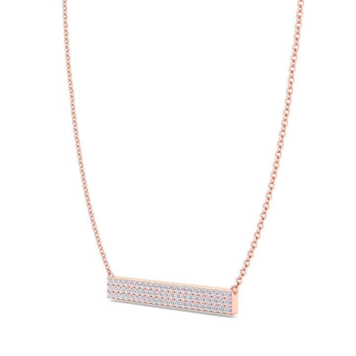 Rabiya - 1/2CT Pave Set Diamond Bar Pendant, Rose Gold, Tilted
