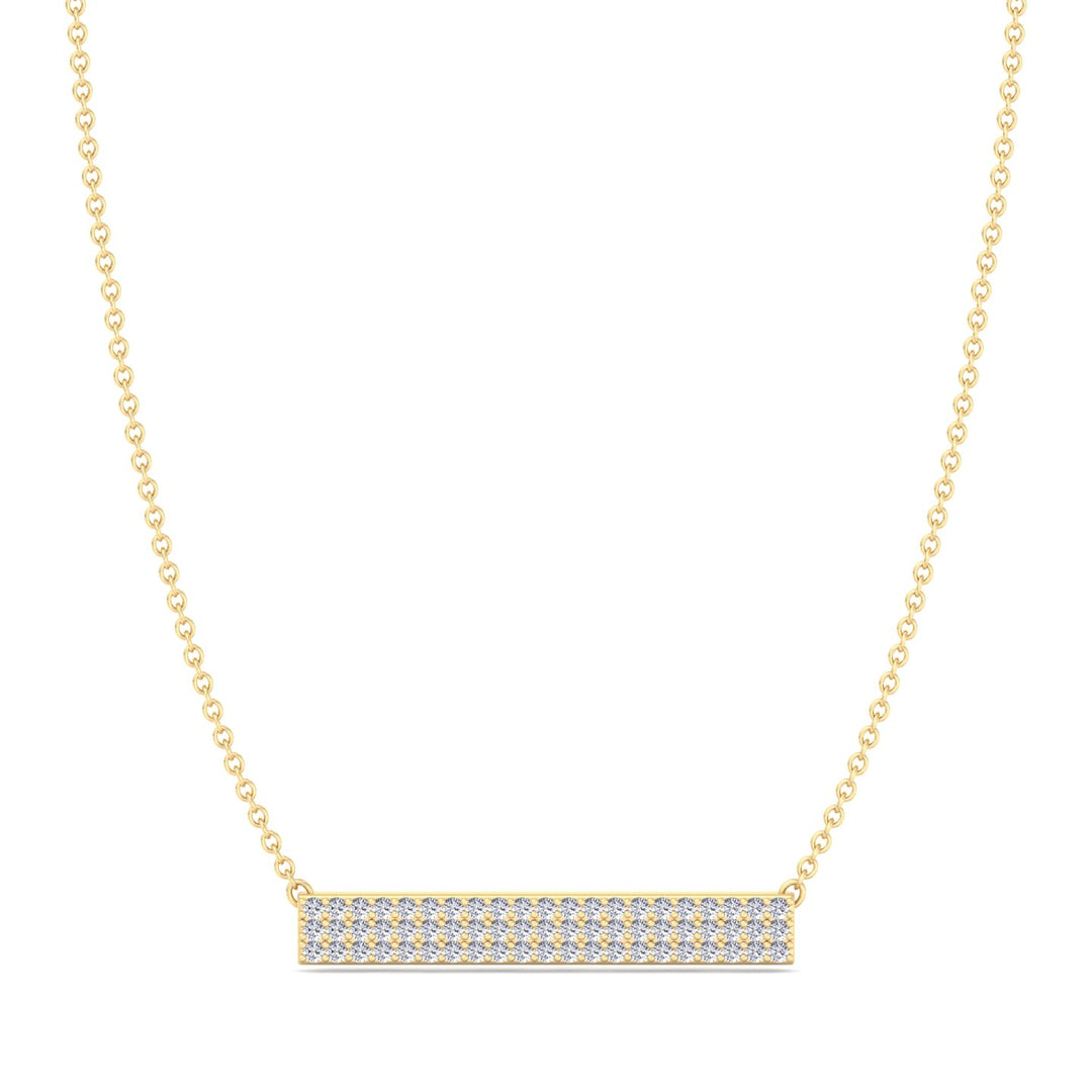 Rabiya - 1/2 Carat Pave Set Diamond Bar Pendant, Yellow Gold