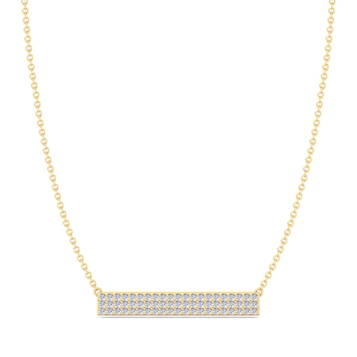 Rabiya - 1/2 Carat Pave Set Diamond Bar Pendant, Yellow Gold