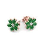 Favi - Pear Shaped Emerald & Diamond Cluster Earrings - Gem Jewelers Co