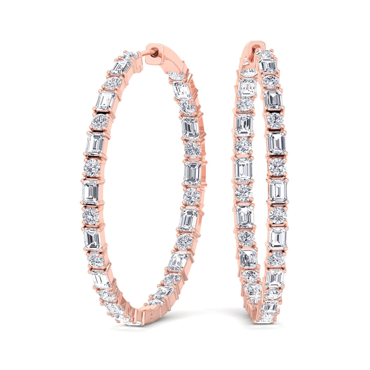 Altaire - Emerald and Round Cut Eternity Hoops - Gem Jewelers Co