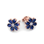 Fiore - Pear Shaped Sapphire & Diamond Cluster Earrings - Gem Jewelers Co