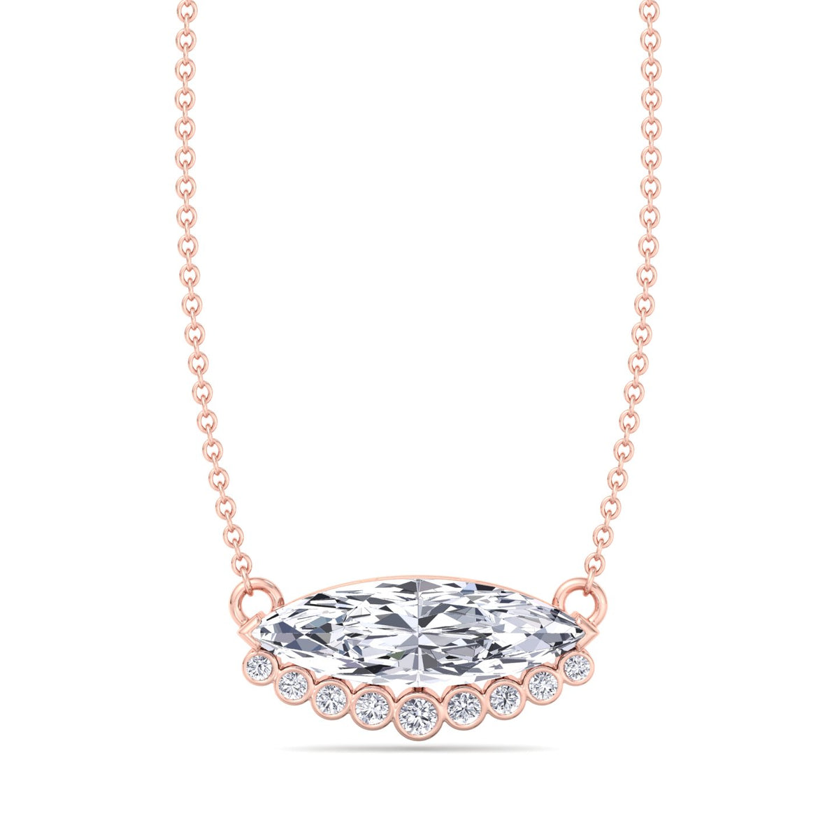 marquise-shape-diamond-pendant-with-bezel-set-round-diamonds-in-rose-gold-with-chain