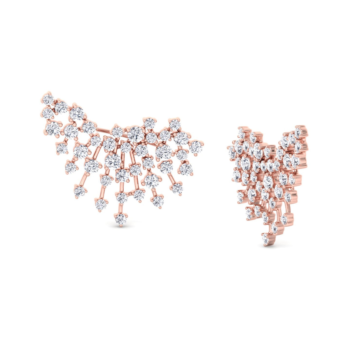 Celeste - 4.20CT Luxurious Cluster Diamond Earring Crawlers - Gem Jewelers Co