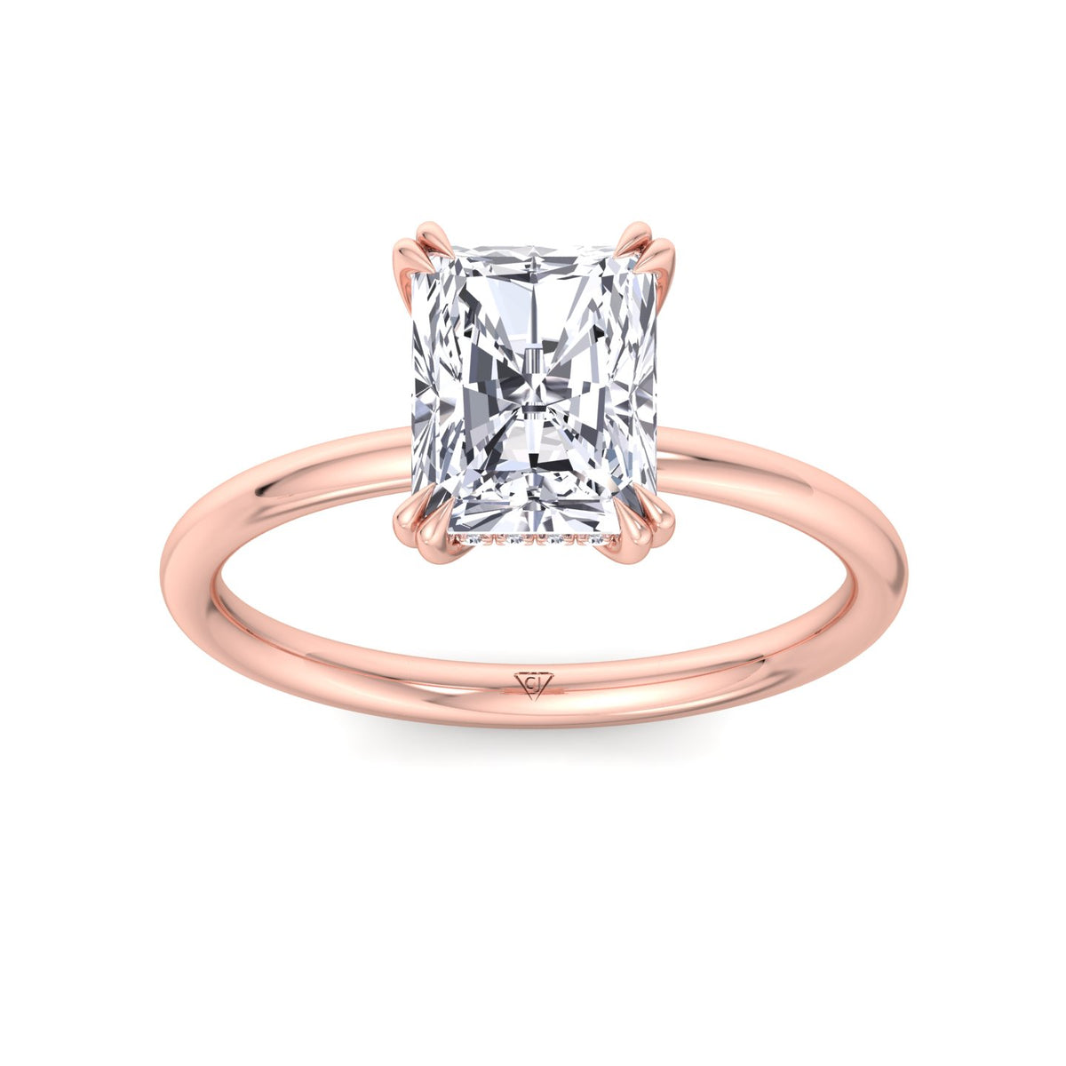 Zuri - Radiant Cut Solitaire Diamond Engagement Ring with Double Claw Prong - Gem Jewelers Co