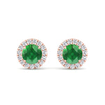 Safo - Round Cut Emerald & Diamond Halo Earrings - Gem Jewelers Co