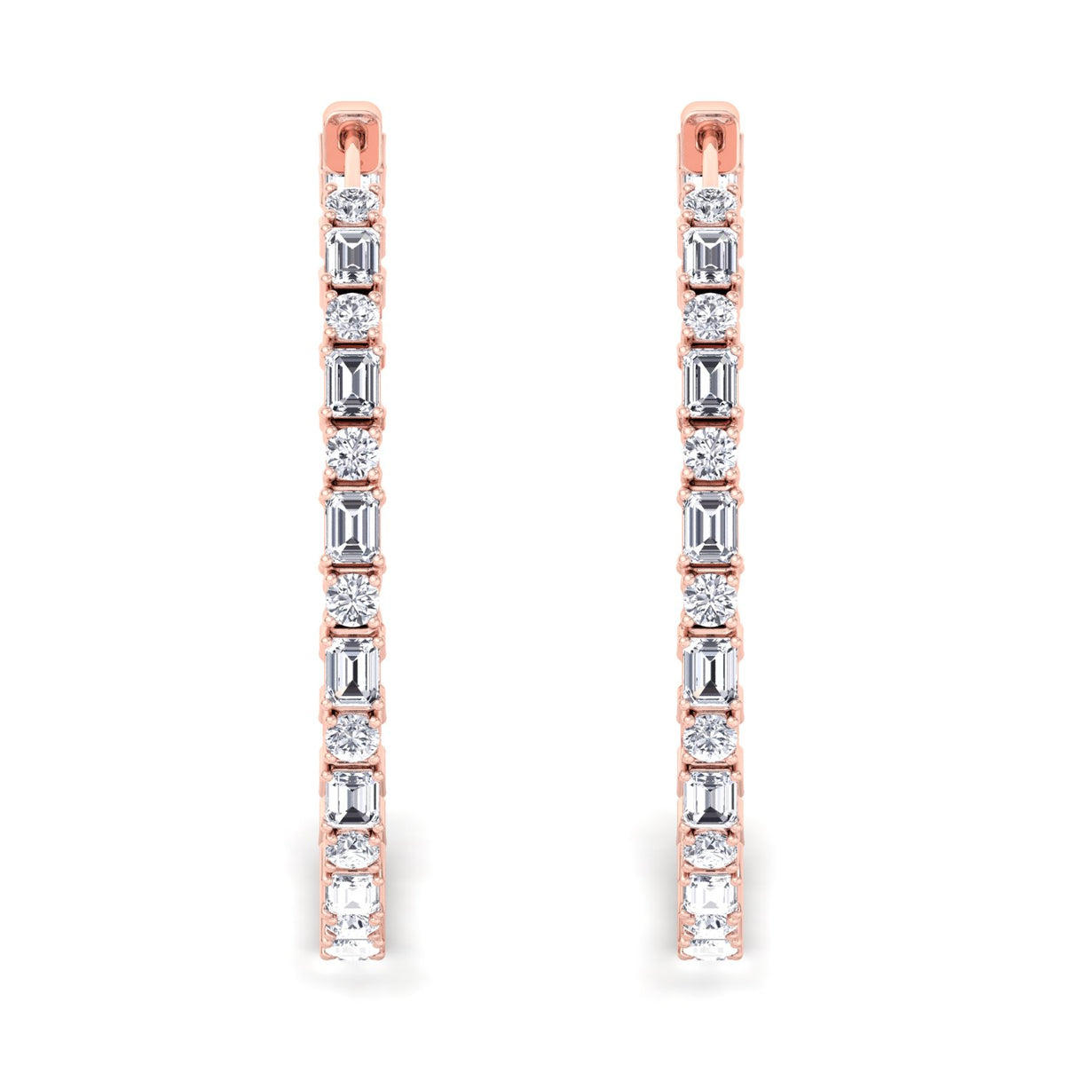 Altaire - Emerald and Round Cut Eternity Hoops - Gem Jewelers Co