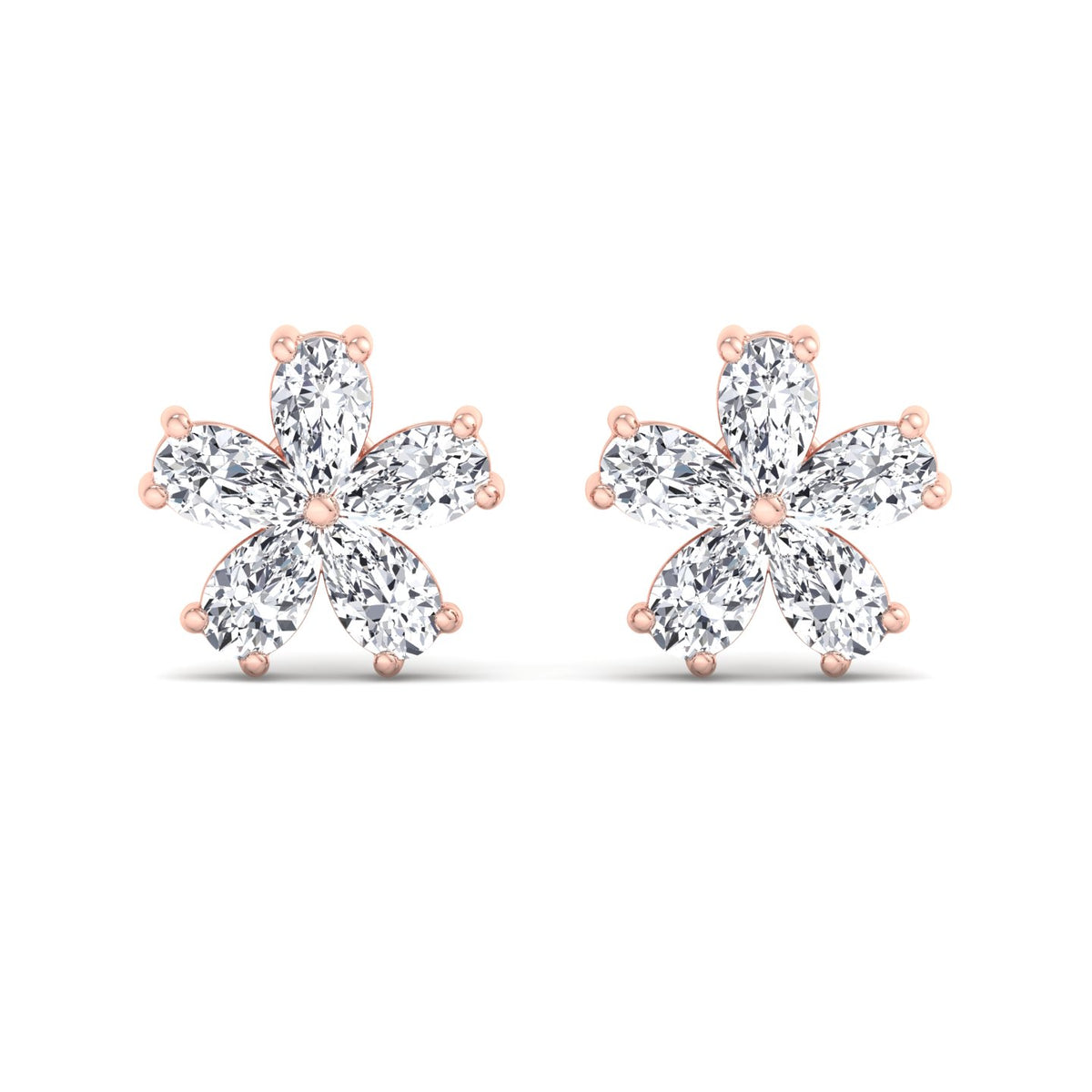 Meldo - 1.05 Carat Pear Shape Flower Diamond Earrings - Gem Jewelers Co