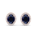 Acqua - Oval Cut Sapphire and Diamond Halo Earrings - Gem Jewelers Co